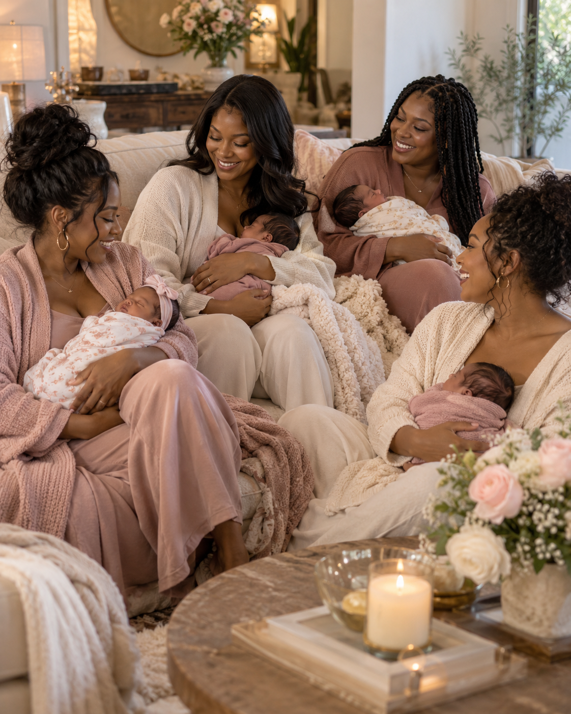 A new parent resting at a postpartum retreat